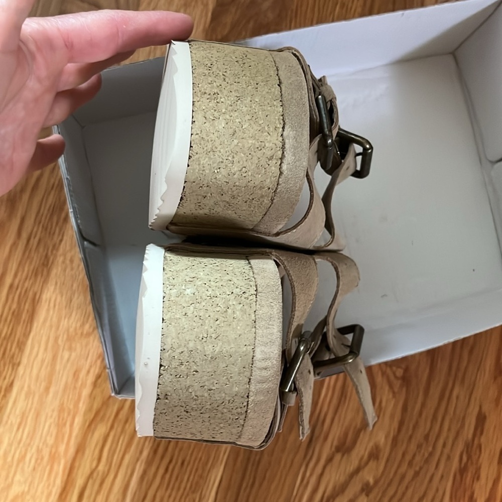 Free People x Intentionally Blank Rule Breaker Flatform Taupe Sandals Sz 7.5 NIB - Picture 9 of 11